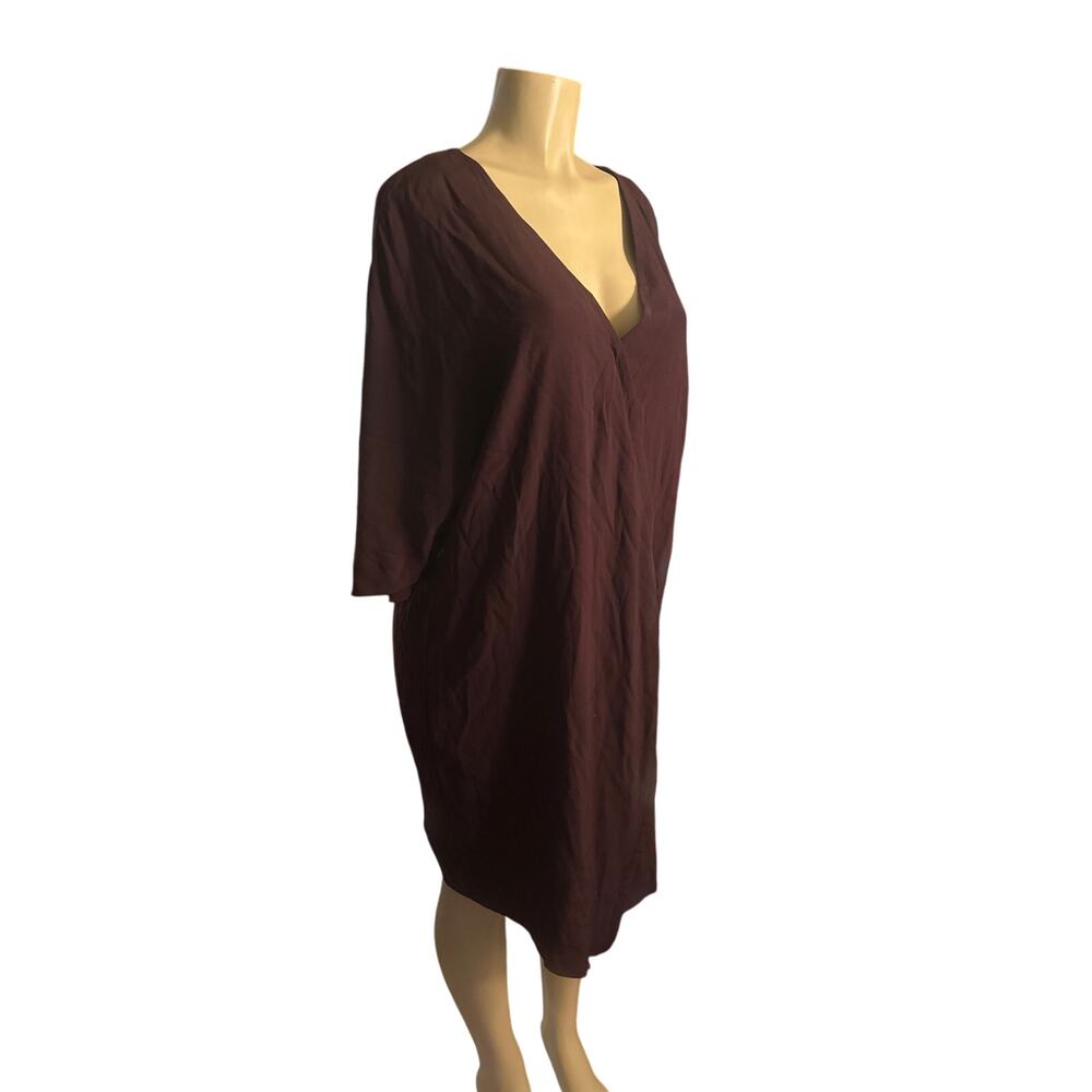 Women XS Universal Standard Purple V-Neck Katy Dress Faux Wrap 3/4 Slv